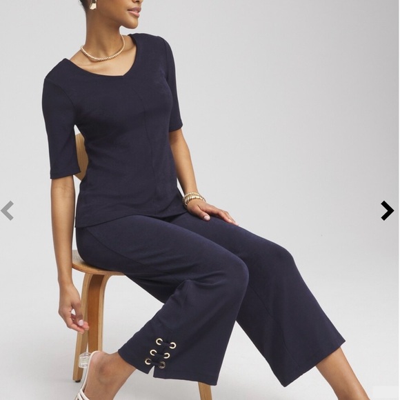 Travelers Double V-Neck Top - India Ink Color - Picture 3 of 4